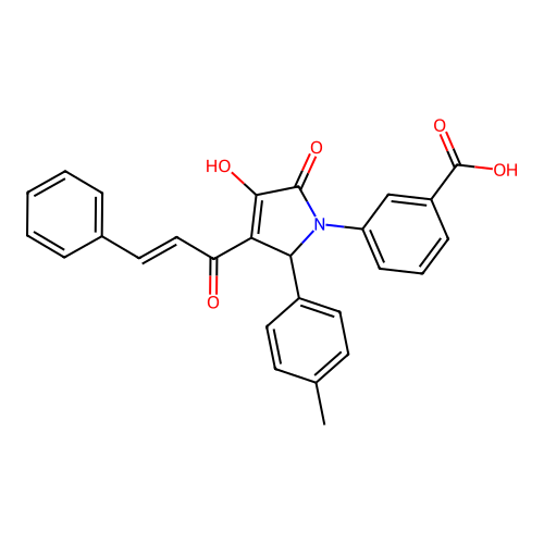 (E)-3-(3-cinnamoyl-4-hydroxy-5-oxo-2-(p-tolyl)-2,5-dihydro-1H-pyrrol-1-yl)benzoic acid structure