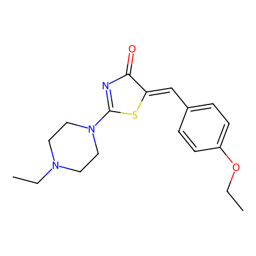 (Z)-5-(4-ethoxybenzylidene)-2-(4-ethylpiperazin-1-yl)thiazol-4(5H)-one structure
