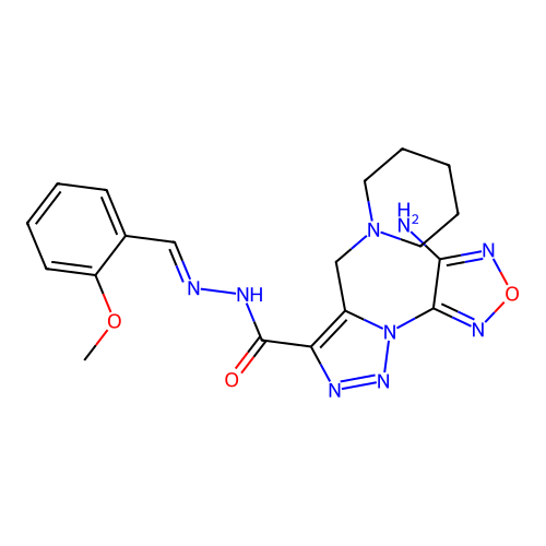 (E)-1-(4-amino-1,2,5-oxadiazol-3-yl)-N'-(2-methoxybenzylidene)-5-(piperidin-1-ylmethyl)-1H-1,2,3-triazole-4-carbohydrazide structure