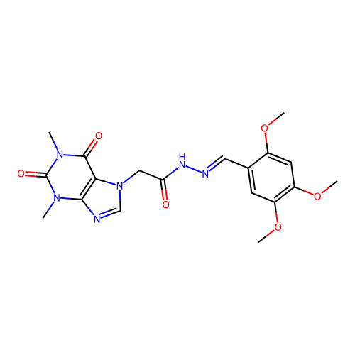 2-(1,3-dimethyl-2,6-dioxo-1,2,3,6-tetrahydro-7H-purin-7-yl)-N'-[(E)-(2,4,5-trimethoxyphenyl)methylidene]acetohydrazide structure