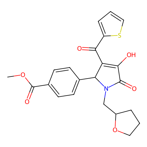 Methyl 4-[4-hydroxy-5-oxo-1-(oxolan-2-ylmethyl)-3-(thiophene-2-carbonyl)-2H-pyrrol-2-yl]benzoate structure