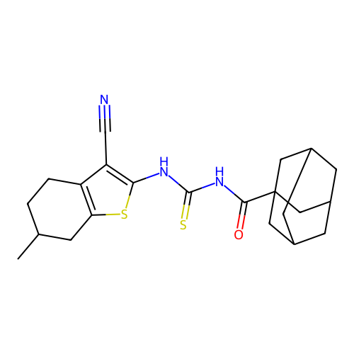 (3r,5r,7r)-N-((3-cyano-6-methyl-4,5,6,7-tetrahydrobenzo[b]thiophen-2-yl)carbamothioyl)adamantane-1-carboxamide structure