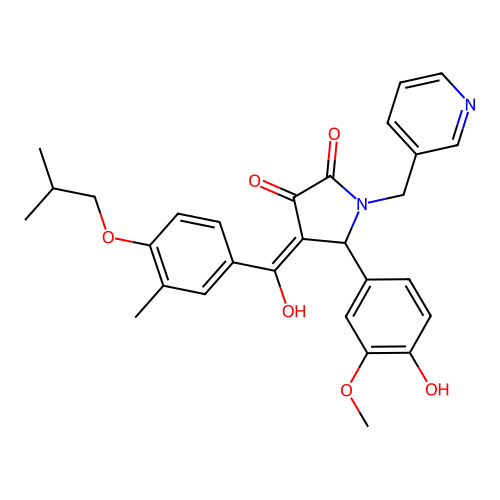 (4E)-5-(4-hydroxy-3-methoxyphenyl)-4-[hydroxy-[3-methyl-4-(2-methylpropoxy)phenyl]methylidene]-1-(pyridin-3-ylmethyl)pyrrolidine-2,3-dione structure