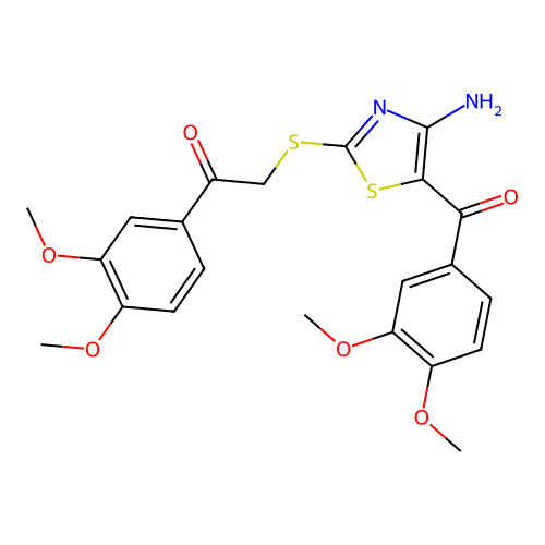 2-[[4-amino-5-(3,4-dimethoxybenzoyl)-1,3-thiazol-2-yl]sulfanyl]-1-(3,4-dimethoxyphenyl)ethanone structure