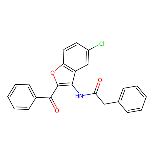 N-(2-benzoyl-5-chloro-1-benzofuran-3-yl)-2-phenylacetamide structure