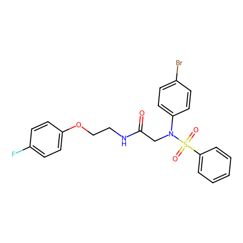 2-(N-(4-bromophenyl)phenylsulfonamido)-N-(2-(4-fluorophenoxy)ethyl)acetamide structure