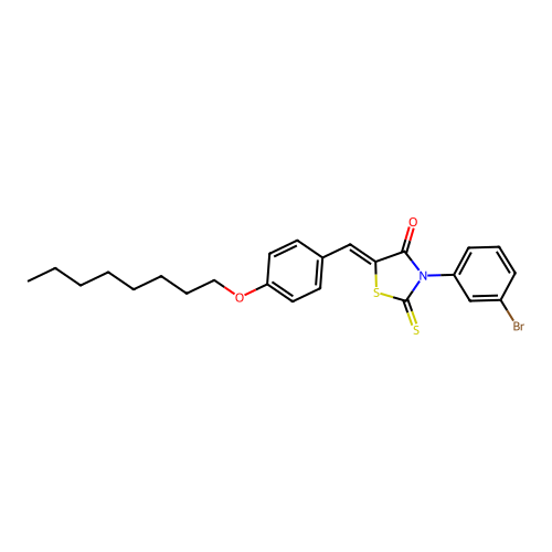 (5Z)-3-(3-bromophenyl)-5-[4-(octyloxy)benzylidene]-2-thioxo-1,3-thiazolidin-4-one structure