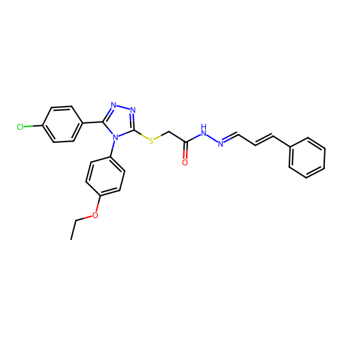 2-{[5-(4-chlorophenyl)-4-(4-ethoxyphenyl)-4H-1,2,4-triazol-3-yl]sulfanyl}-N'-[(1E,2E)-3-phenylprop-2-en-1-ylidene]acetohydrazide structure