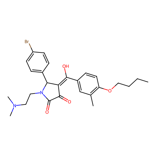 (4E)-5-(4-bromophenyl)-4-[(4-butoxy-3-methylphenyl)-hydroxymethylidene]-1-(2-dimethylaminoethyl)pyrrolidine-2,3-dione structure