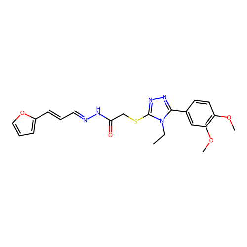 (E)-2-((5-(3,4-dimethoxyphenyl)-4-ethyl-4H-1,2,4-triazol-3-yl)thio)-N'-((E)-3-(furan-2-yl)allylidene)acetohydrazide structure