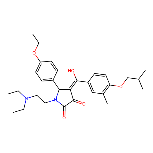 (4E)-1-(2-diethylaminoethyl)-5-(4-ethoxyphenyl)-4-[hydroxy-[3-methyl-4-(2-methylpropoxy)phenyl]methylidene]pyrrolidine-2,3-dione structure