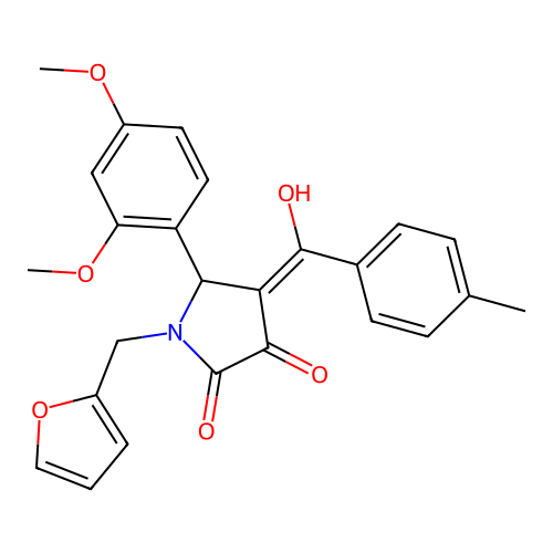 (4E)-5-(2,4-dimethoxyphenyl)-1-(furan-2-ylmethyl)-4-[hydroxy(4-methylphenyl)methylidene]pyrrolidine-2,3-dione structure