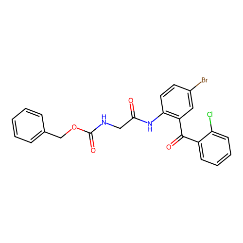 benzyl (2-((4-bromo-2-(2-chlorobenzoyl)phenyl)amino)-2-oxoethyl)carbamate structure