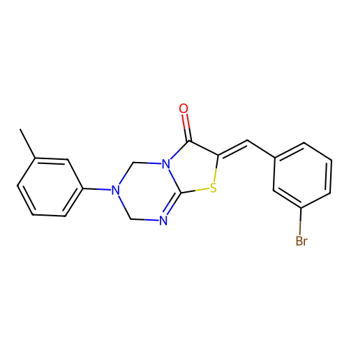 (7Z)-7-(3-bromobenzylidene)-3-(3-methylphenyl)-3,4-dihydro-2H-[1,3]thiazolo[3,2-a][1,3,5]triazin-6(7H)-one structure
