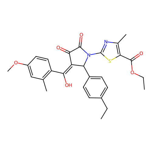 ethyl 2-(2-(4-ethylphenyl)-4-hydroxy-3-(4-methoxy-2-methylbenzoyl)-5-oxo-2,5-dihydro-1H-pyrrol-1-yl)-4-methylthiazole-5-carboxylate structure