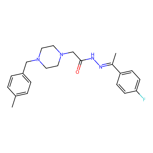 (E)-N'-(1-(4-fluorophenyl)ethylidene)-2-(4-(4-methylbenzyl)piperazin-1-yl)acetohydrazide structure