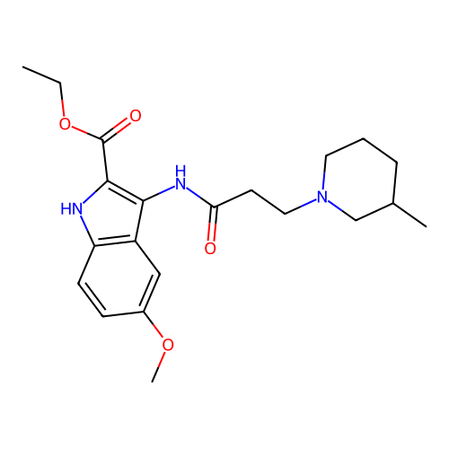 ethyl 5-methoxy-3-(3-(3-methylpiperidin-1-yl)propanamido)-1H-indole-2-carboxylate structure