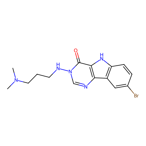 8-bromo-3-((3-(dimethylamino)propyl)amino)-3H-pyrimido[5,4-b]indol-4(5H)-one structure