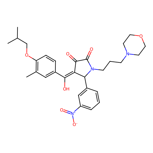 (4E)-4-[hydroxy-[3-methyl-4-(2-methylpropoxy)phenyl]methylidene]-1-(3-morpholin-4-ylpropyl)-5-(3-nitrophenyl)pyrrolidine-2,3-dione structure