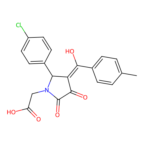{(3E)-2-(4-chlorophenyl)-3-[hydroxy(4-methylphenyl)methylidene]-4,5-dioxopyrrolidin-1-yl}acetic acid structure