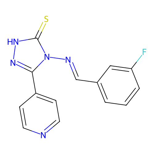 4-[(E)-(3-fluorophenyl)methylideneamino]-3-pyridin-4-yl-1H-1,2,4-triazole-5-thione structure