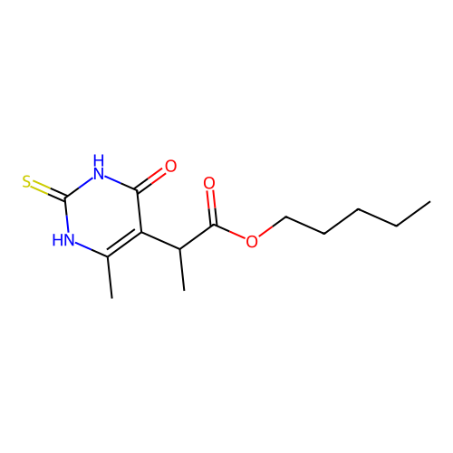 pentyl 2-(6-methyl-4-oxo-2-sulfanylidene-1H-pyrimidin-5-yl)propanoate structure