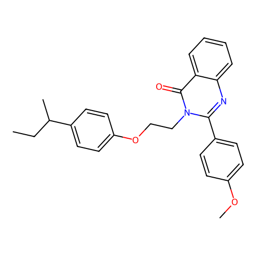 3-{2-[4-(butan-2-yl)phenoxy]ethyl}-2-(4-methoxyphenyl)quinazolin-4(3H)-one structure