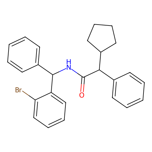 N-[(2-bromophenyl)(phenyl)methyl]-2-cyclopentyl-2-phenylacetamide structure