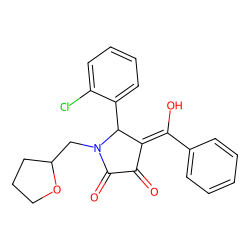 (4E)-5-(2-chlorophenyl)-4-[hydroxy(phenyl)methylidene]-1-(oxolan-2-ylmethyl)pyrrolidine-2,3-dione structure