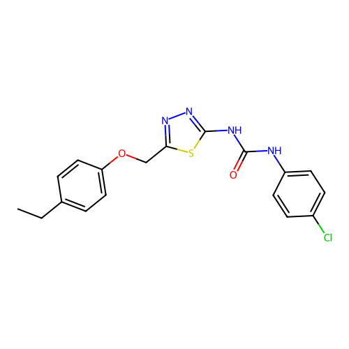 1-(4-Chlorophenyl)-3-{5-[(4-ethylphenoxy)methyl]-1,3,4-thiadiazol-2-yl}urea structure