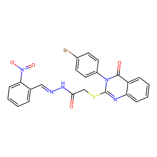 2-{[3-(4-bromophenyl)-4-oxo-3,4-dihydroquinazolin-2-yl]sulfanyl}-N'-[(E)-(2-nitrophenyl)methylidene]acetohydrazide structure