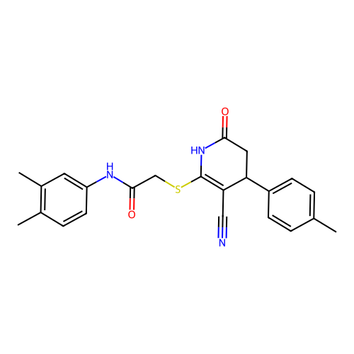 2-{[3-cyano-4-(4-methylphenyl)-6-oxo-1,4,5,6-tetrahydropyridin-2-yl]sulfanyl}-N-(3,4-dimethylphenyl)acetamide structure