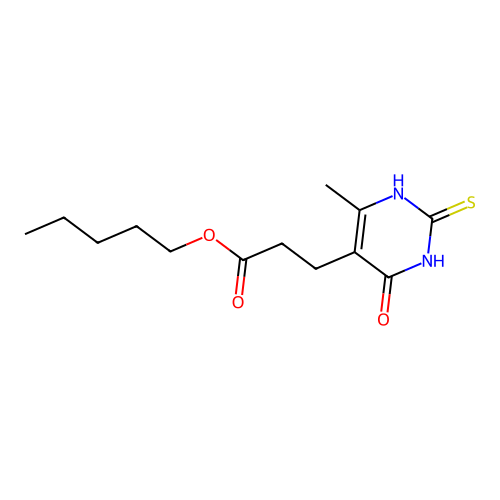 Pentyl 3-(6-methyl-4-oxo-2-thioxo-1,2,3,4-tetrahydropyrimidin-5-yl)propanoate structure