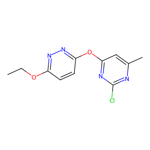 3-((2-Chloro-6-methylpyrimidin-4-yl)oxy)-6-ethoxypyridazine structure