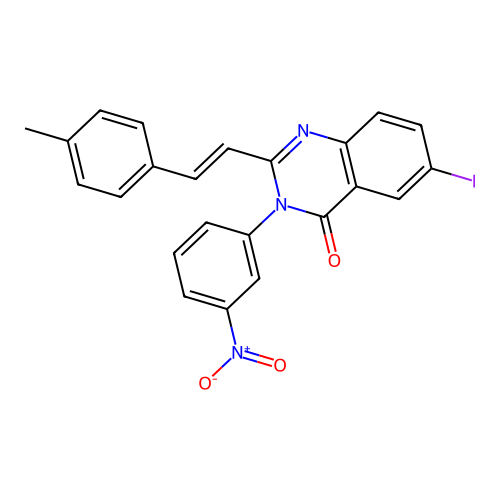 6-iodo-2-[(E)-2-(4-methylphenyl)ethenyl]-3-(3-nitrophenyl)quinazolin-4(3H)-one structure