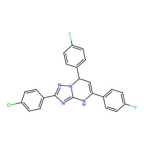 2-(4-chlorophenyl)-5,7-bis(4-fluorophenyl)-1,7-dihydro-[1,2,4]triazolo[1,5-a]pyrimidine structure