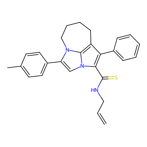 4-(4-methylphenyl)-1-phenyl-N-(prop-2-en-1-yl)-5,6,7,8-tetrahydro-2a,4a-diazacyclopenta[cd]azulene-2-carbothioamide structure
