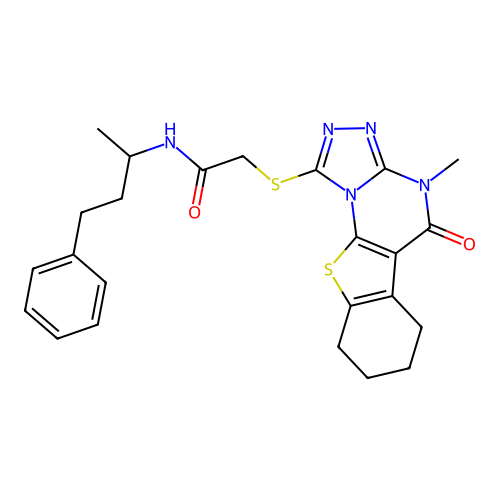 2-((4-methyl-5-oxo-4,5,6,7,8,9-hexahydrobenzo[4,5]thieno[3,2-e][1,2,4]triazolo[4,3-a]pyrimidin-1-yl)thio)-N-(4-phenylbutan-2-yl)acetamide structure