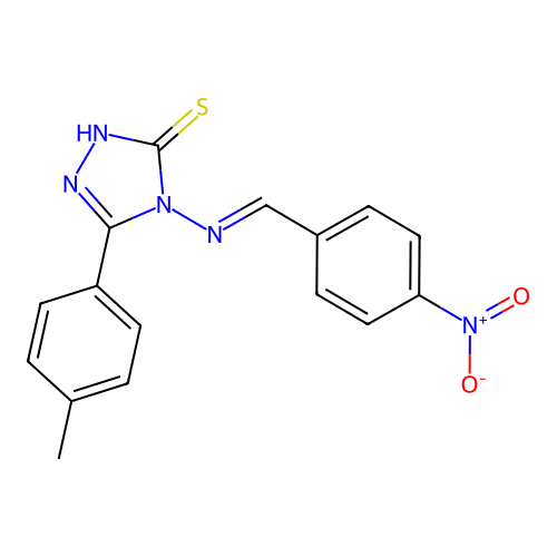5-(4-methylphenyl)-4-[(4-nitrobenzylidene)amino]-4H-1,2,4-triazole-3-thiol structure