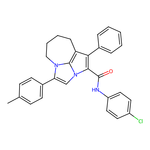 N-(4-chlorophenyl)-1-phenyl-4-(p-tolyl)-5,6,7,8-tetrahydro-2a,4a-diazacyclopenta[cd]azulene-2-carboxamide structure