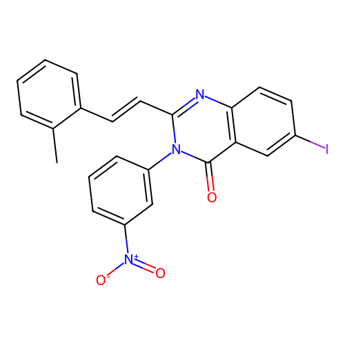 6-iodo-2-[(E)-2-(2-methylphenyl)ethenyl]-3-(3-nitrophenyl)quinazolin-4(3H)-one structure