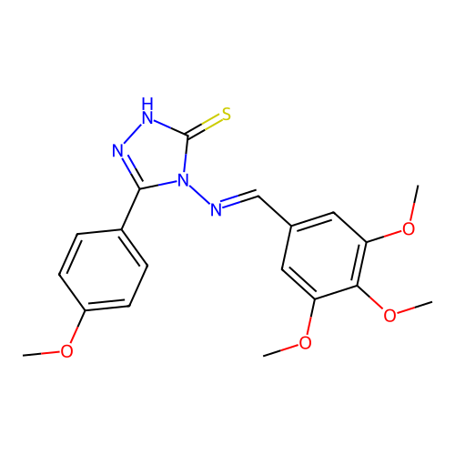 (E)-5-(4-methoxyphenyl)-4-((3,4,5-trimethoxybenzylidene)amino)-4H-1,2,4-triazole-3-thiol structure