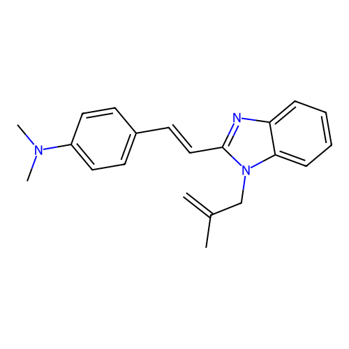 (E)-N,N-dimethyl-4-(2-(1-(2-methylallyl)-1H-benzo[d]imidazol-2-yl)vinyl)aniline structure