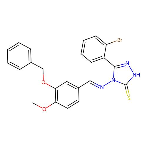 (E)-4-((3-(benzyloxy)-4-methoxybenzylidene)amino)-5-(2-bromophenyl)-4H-1,2,4-triazole-3-thiol structure