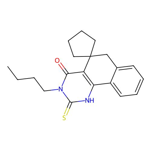 3-butyl-2-thioxo-2,3-dihydro-1H-spiro[benzo[h]quinazoline-5,1'-cyclopentan]-4(6H)-one structure