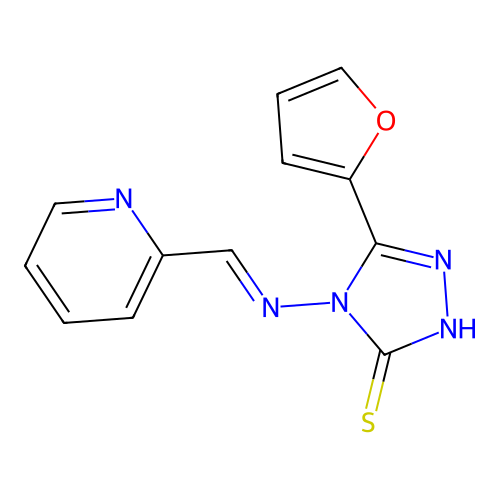 5-(2-furyl)-4-[(2-pyridinylmethylene)amino]-4H-1,2,4-triazole-3-thiol structure