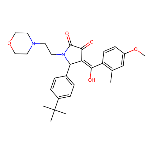 (4E)-5-(4-tert-butylphenyl)-4-[hydroxy-(4-methoxy-2-methylphenyl)methylidene]-1-(2-morpholin-4-ylethyl)pyrrolidine-2,3-dione structure