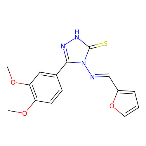 3-(3,4-dimethoxyphenyl)-4-[(E)-furan-2-ylmethylideneamino]-1H-1,2,4-triazole-5-thione structure
