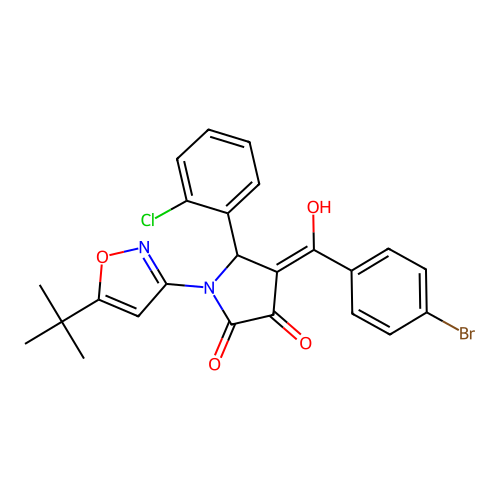 (4E)-4-[(4-bromophenyl)(hydroxy)methylidene]-1-(5-tert-butyl-1,2-oxazol-3-yl)-5-(2-chlorophenyl)pyrrolidine-2,3-dione structure