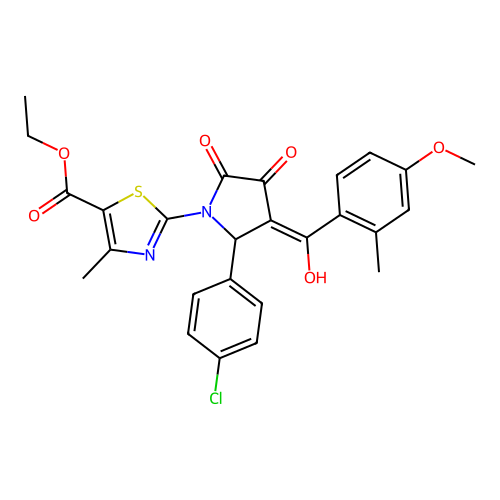 ethyl 2-(2-(4-chlorophenyl)-4-hydroxy-3-(4-methoxy-2-methylbenzoyl)-5-oxo-2,5-dihydro-1H-pyrrol-1-yl)-4-methylthiazole-5-carboxylate structure